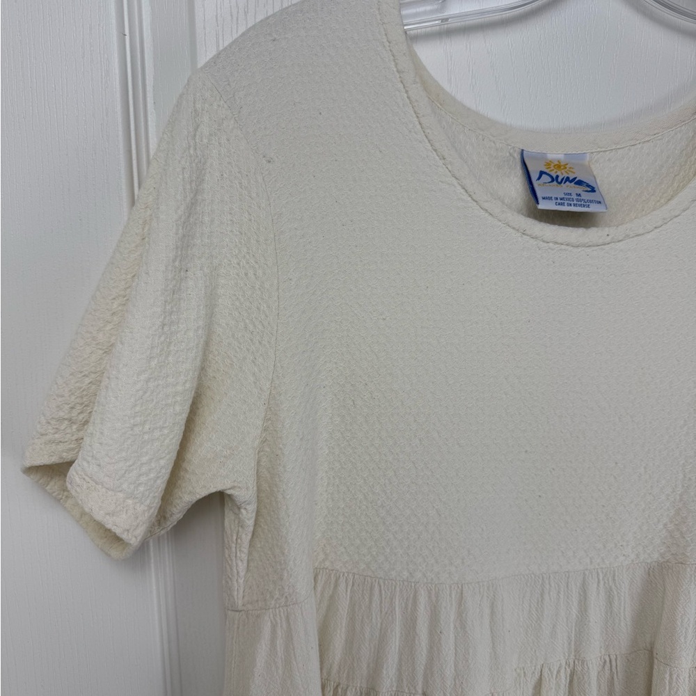 Vintage Dunes Textured Cotton Tiered Maxi Dress Size Medium Cream White - Picture 7 of 8